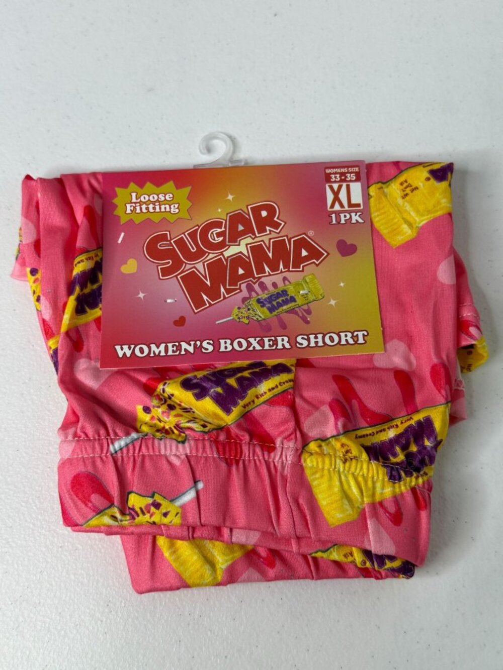Sugar Mama Womens XL Boxer Shorts Pink Candy Hearts Y2K Coquette New